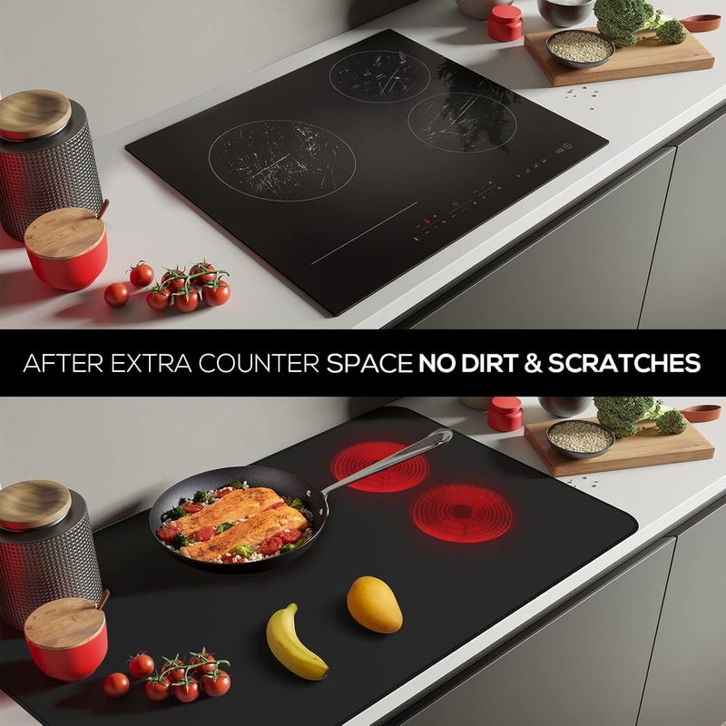 FLASLD Fireproof and Waterproof Stove Top Covers, 21×32 inch Electric Stove Cover Mat, Glass Top Stove Cover - Ceramic Glass Cooktop Protector - Flat Top Oven Cover, Black Without Logo - Image 2